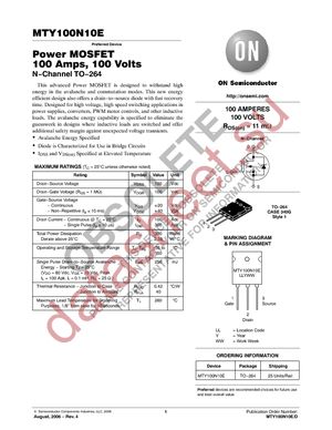 MTY100N10E datasheet  